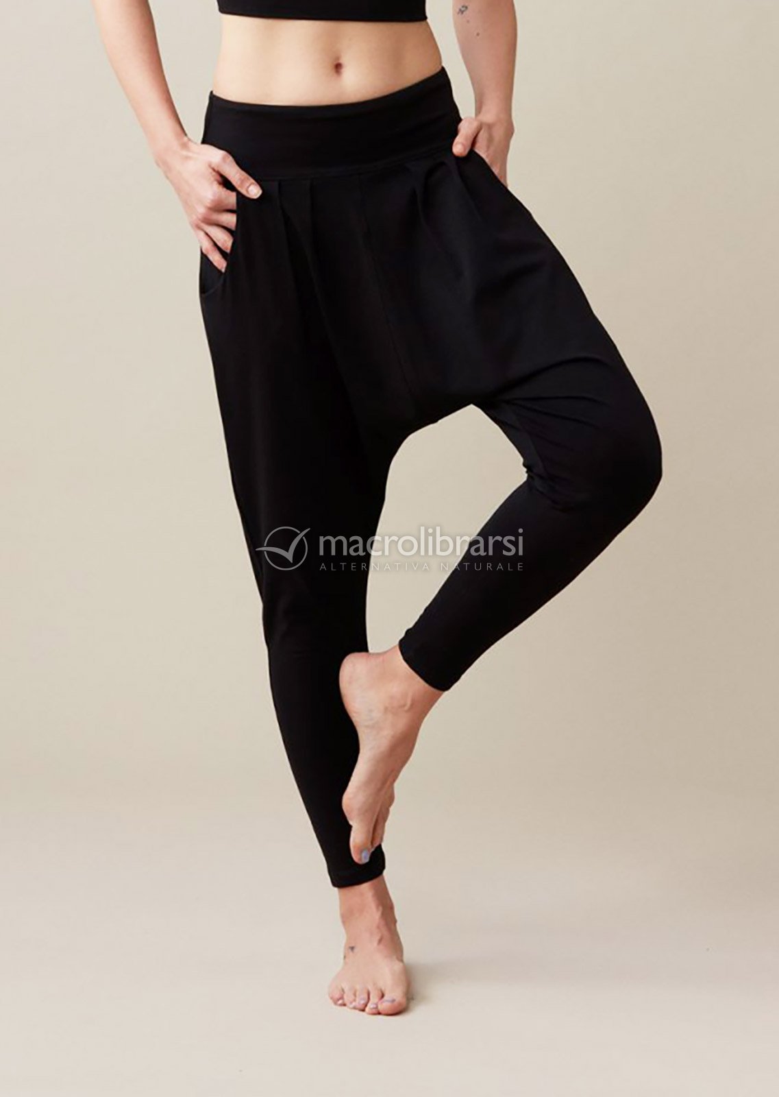 Pantaloni Harem in Cotone Biologico - Nero di Lando Studio -  Macrolibrarsi.it