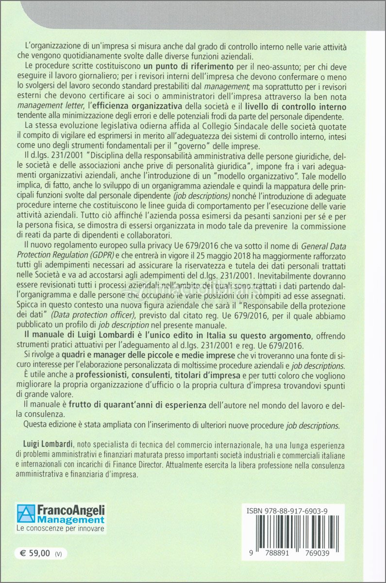 Il Manuale delle Procedure Aziendali — Libro di Luigi Lombardi