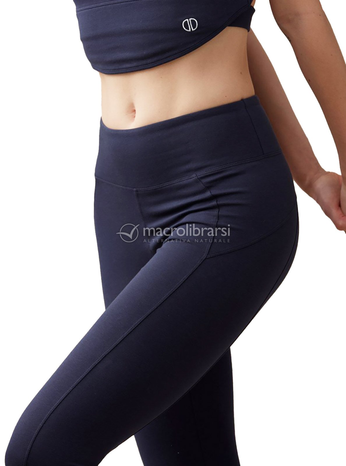 Leggings Yoga Grace 3/4 in Cotone Biologico - Navy Blu di Lando Studio -  Macrolibrarsi.it
