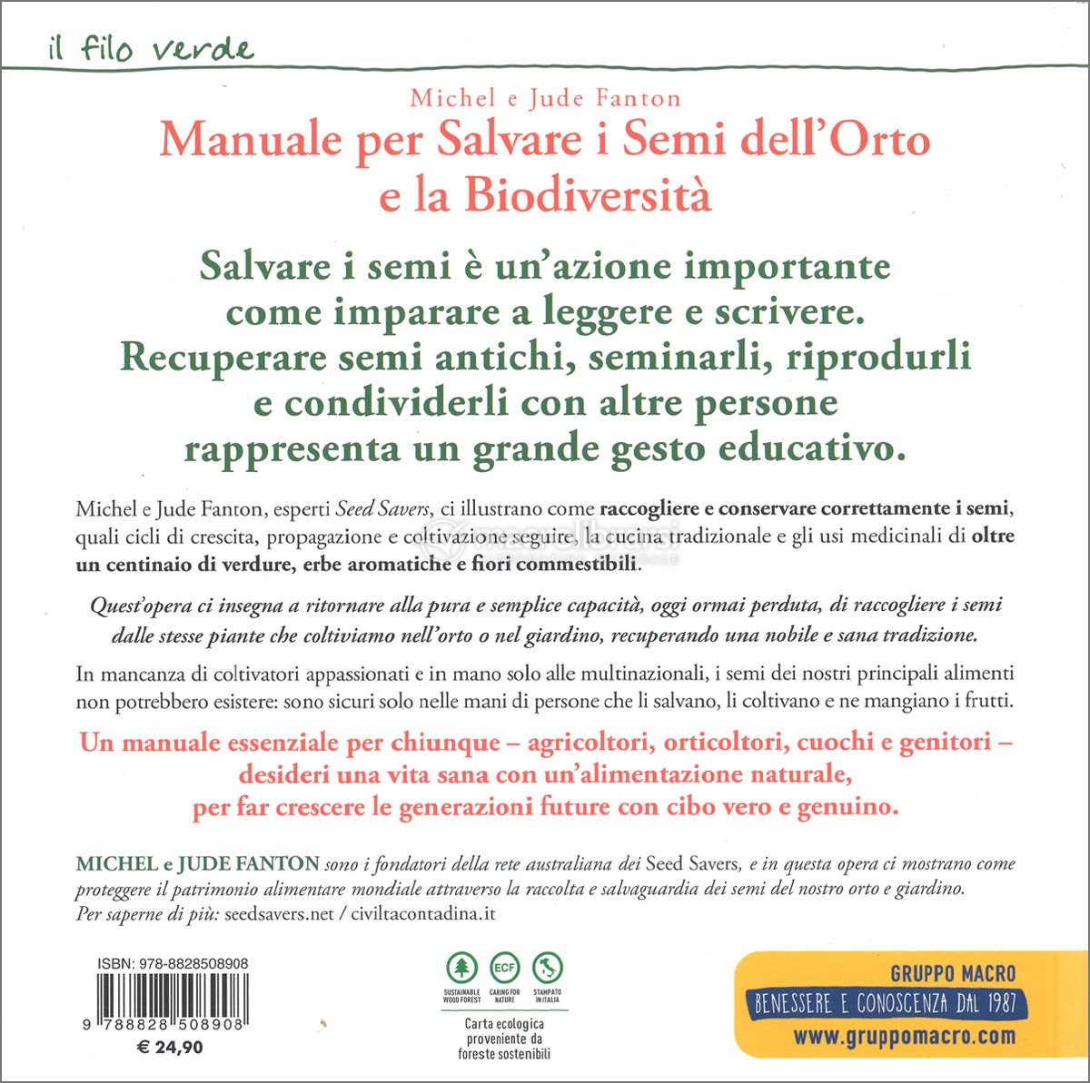 Manuale per Salvare i Semi dell'Orto e la Biodiversità - Libro di Michel e  Jude Fanton