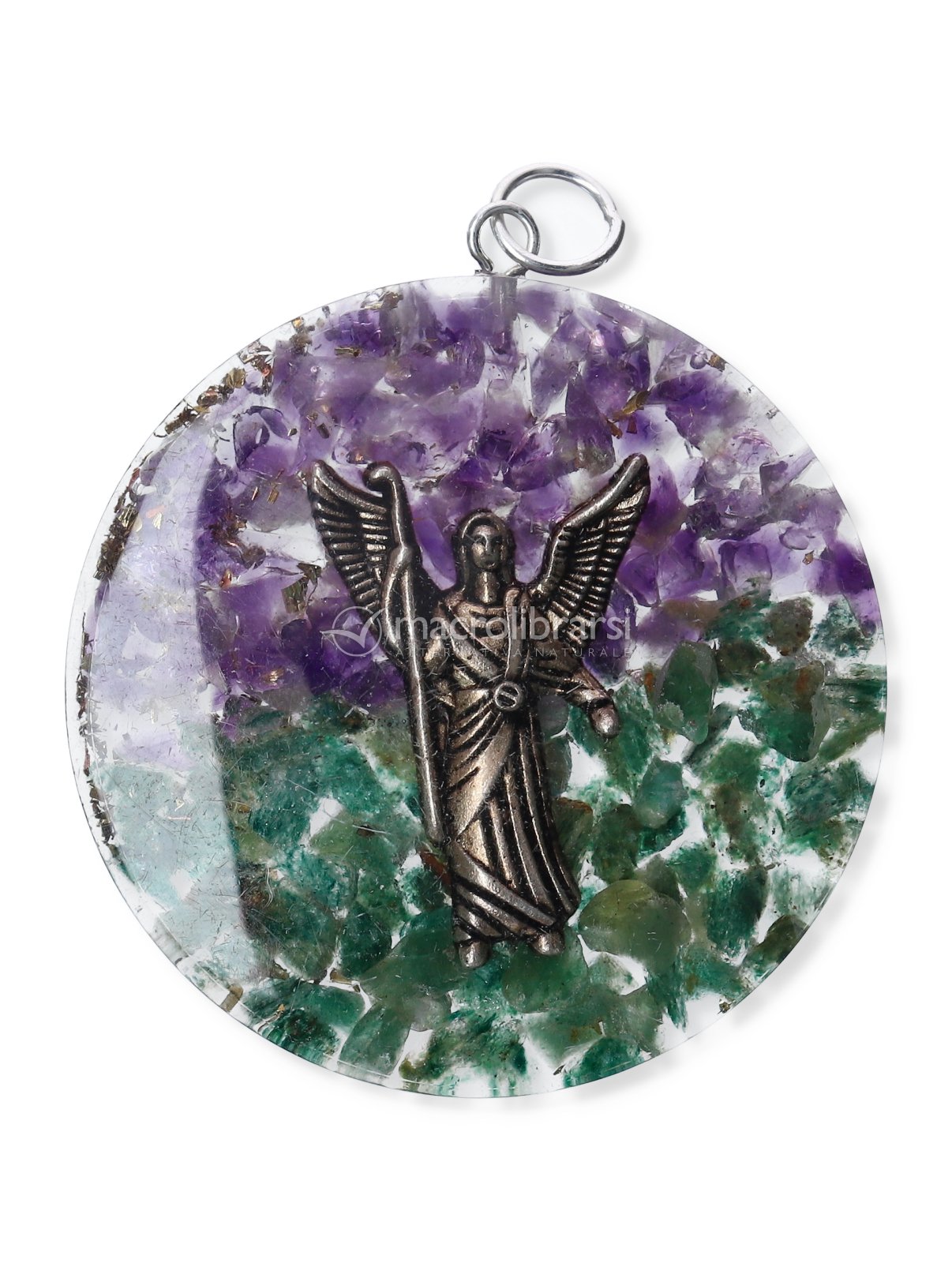 Collana Con Ciondolo 7 Arcangeli In Pietra Ossidiana Naturale - Amuleto Portafortuna