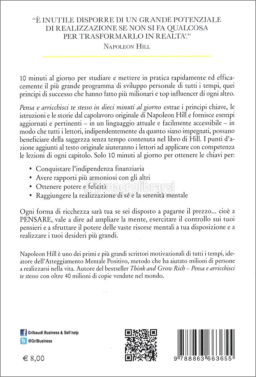 Pensa e Arricchisci Te Stesso in 10 minuti al giorno — Libro di Napoleon  Hill