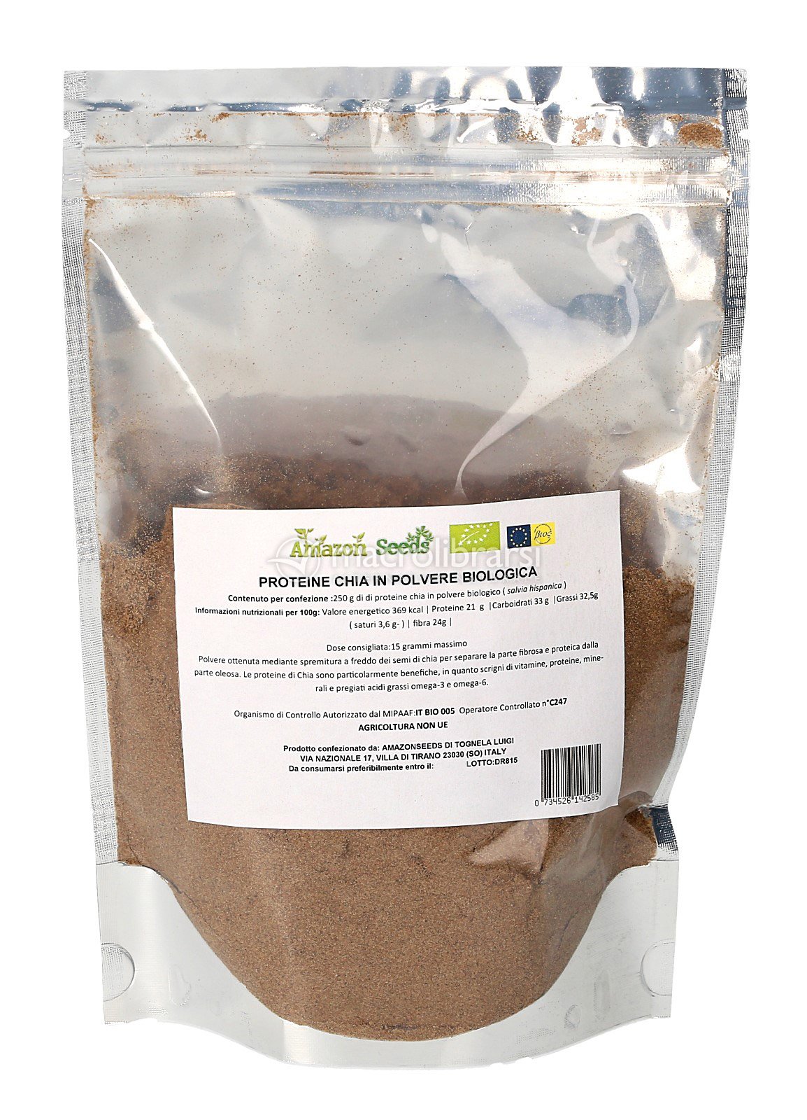 Proteine di Chia Biologica in Polvere prodotto da Amazon Seeds