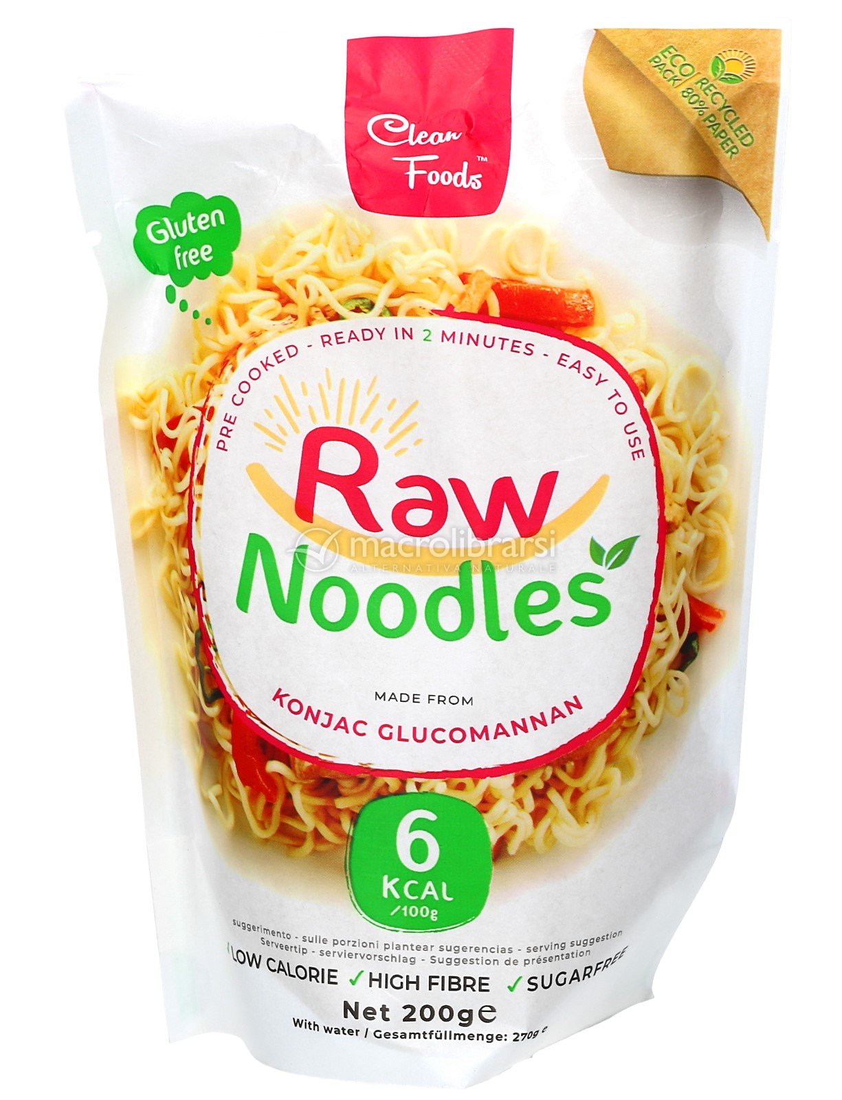 Raw Noodles di Konjac di Clean Foods Macrolibrarsi.it