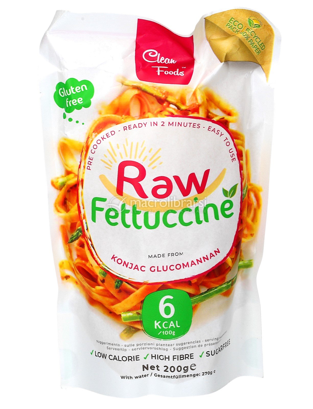 Raw Pasta Konjac Fettuccine di Clean Foods Macrolibrarsi.it