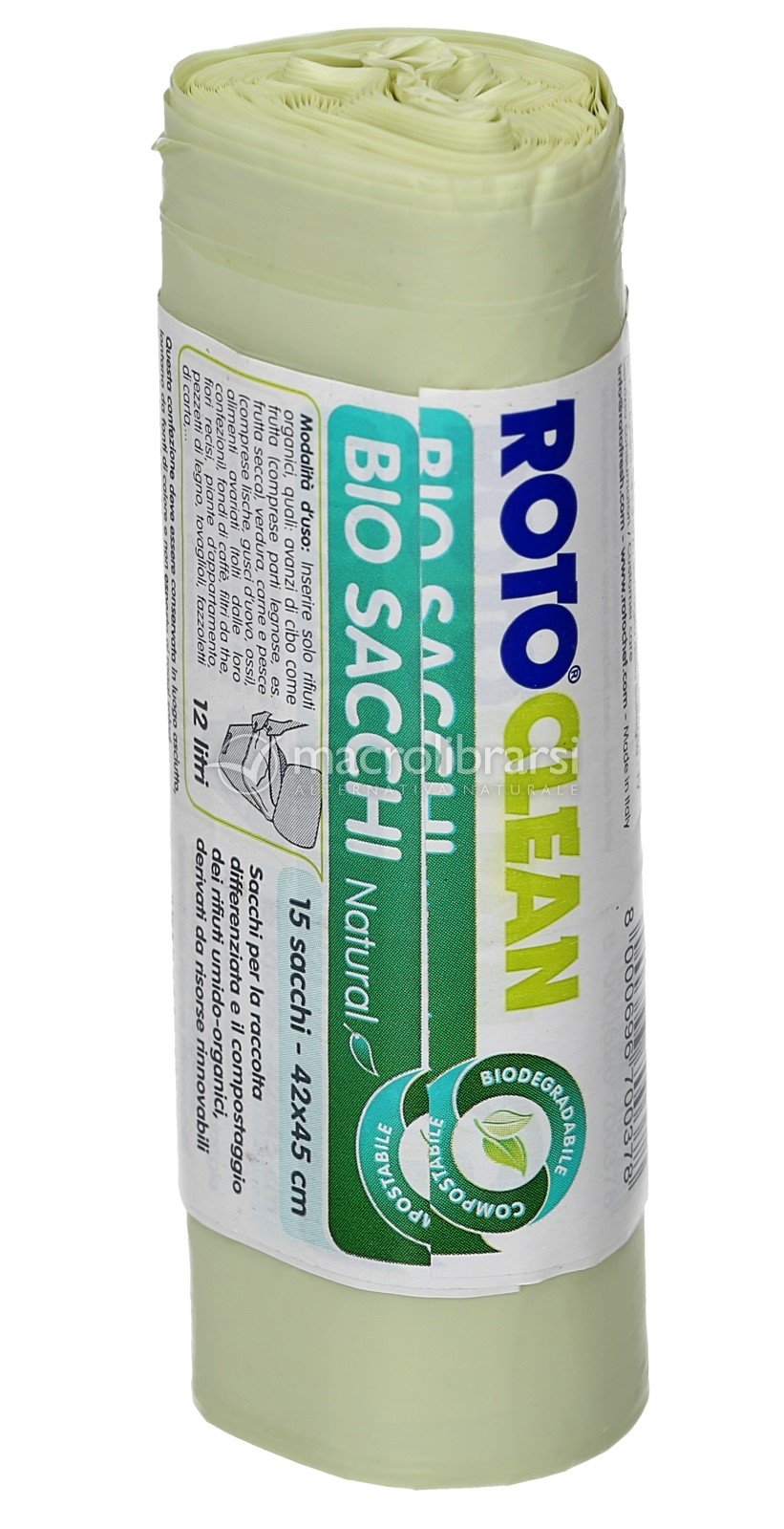 Rotoclean Bio Sacchi Natural - 15 Sacchi per la Spazzatura Biodegradabili  di Rotofresh 