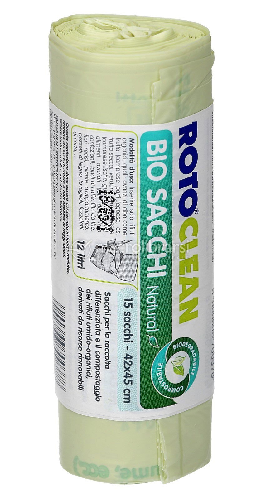 Rotoclean Bio Sacchi Natural - 15 Sacchi per la Spazzatura Biodegradabili  di Rotofresh 