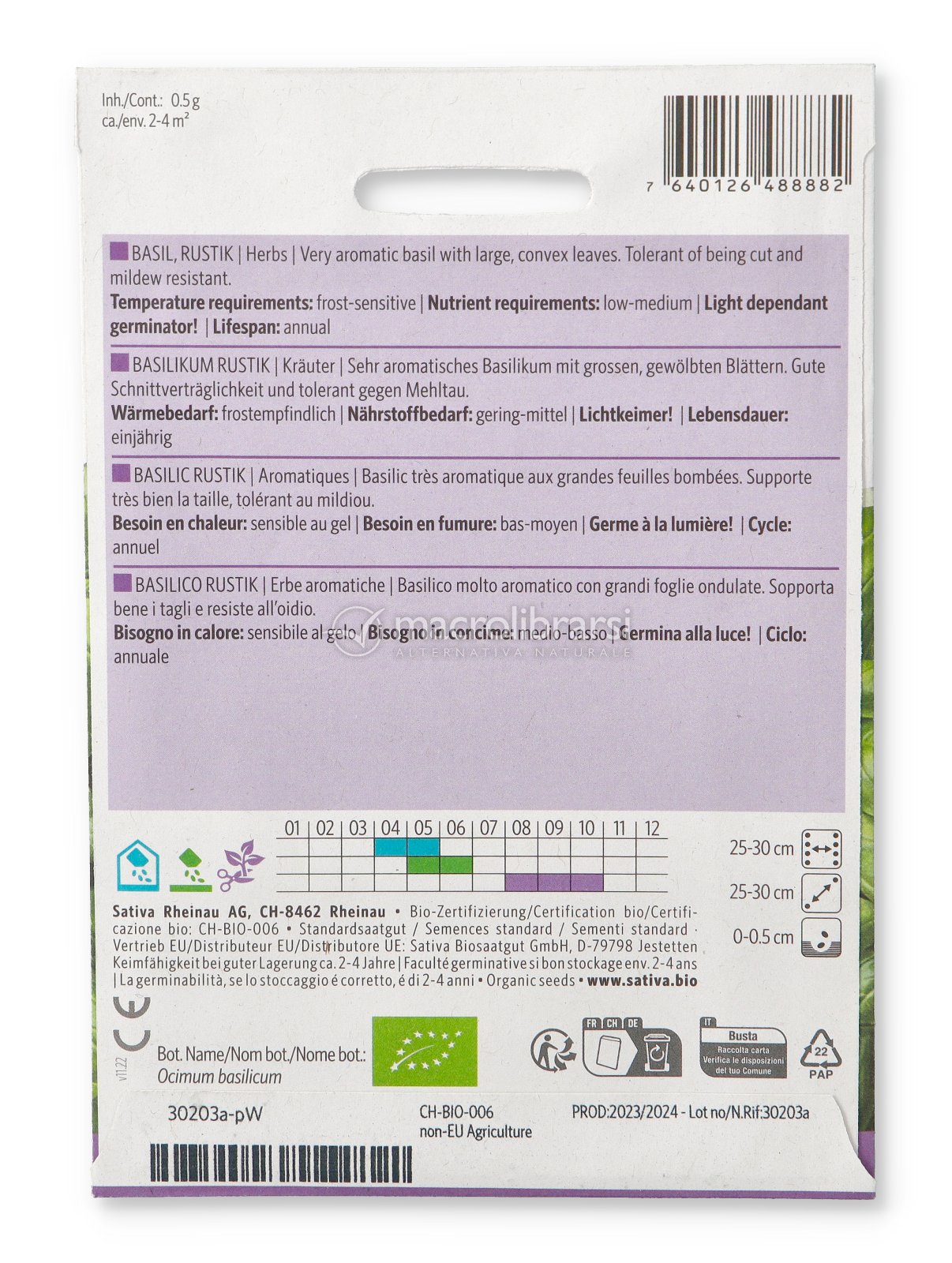 Semi Di Basilico Genovese Biologici Minigarden, Busta Da 1750-2250 Semi, Certificato UE, Per Orto E Vaso