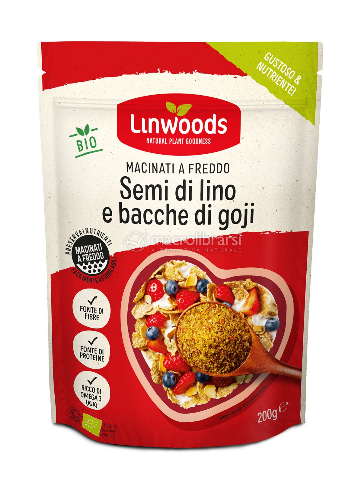 Semi di Lino e Bacche di Goji Bio Macinati a Freddo, Fonte di Omega 3 di  Linwoods - Macrolibrarsi.it