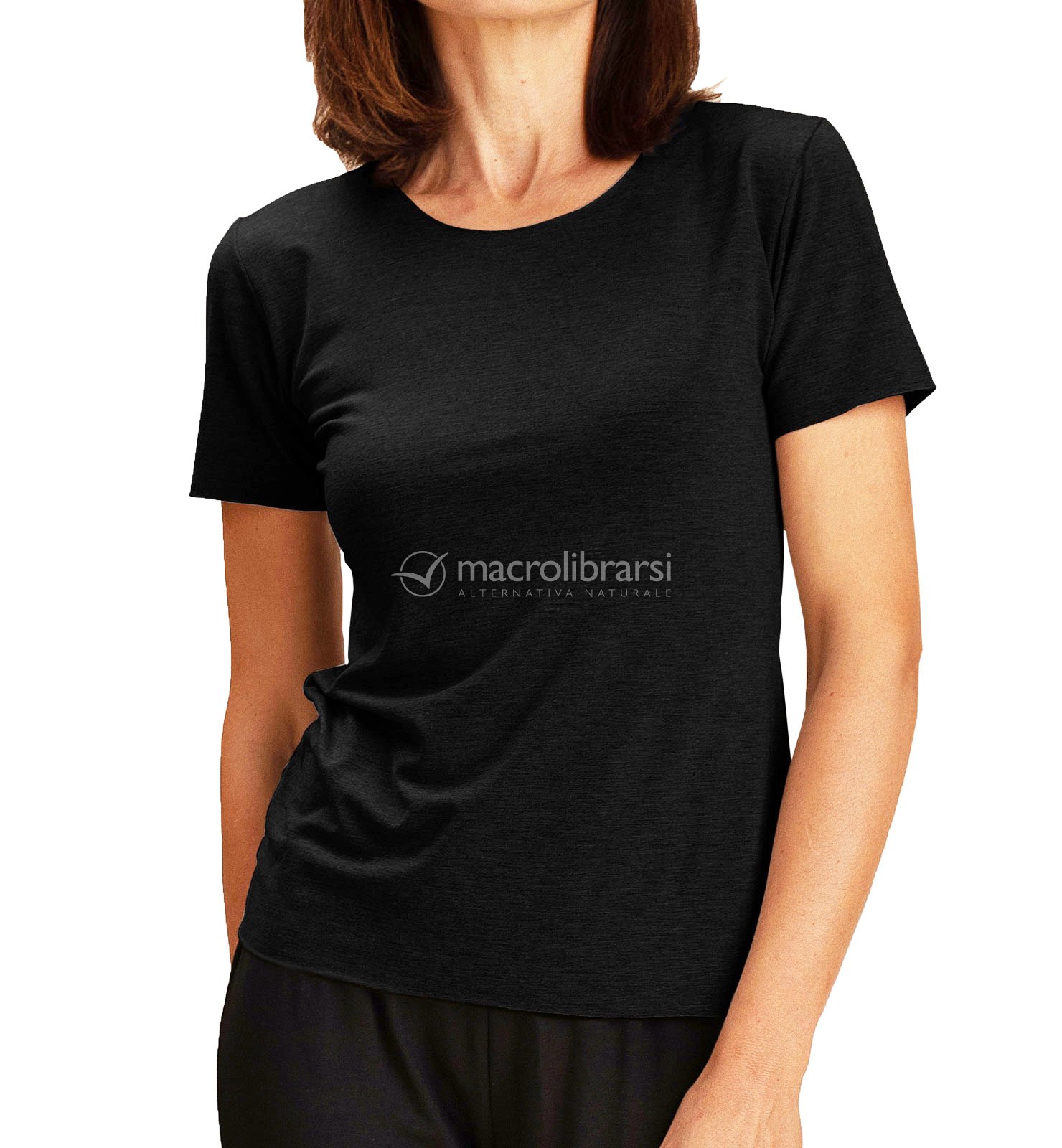 T-shirt Laser Donna in Fibra di Faggio - Nera di CasaGIN - Macrolibrarsi.it