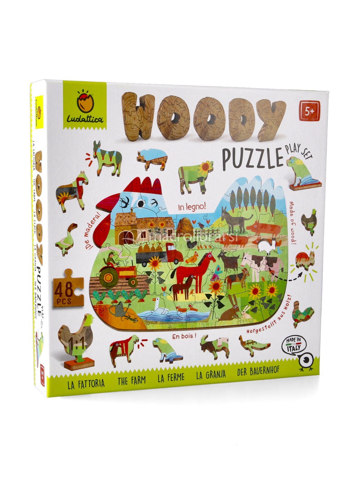 Ludattica Secret Puzzle La Fattoria – Puzzle 24 Pezzi Per Bambini 3+ Con Lente Magica – Due Giochi In Uno – Made In Italy