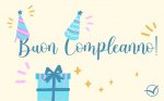Buon compleanno con regalo e cappellini