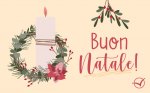 Buon Natale con ghirlanda e candela
