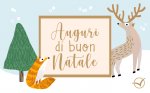 Auguri di buon Natale renna e volpe