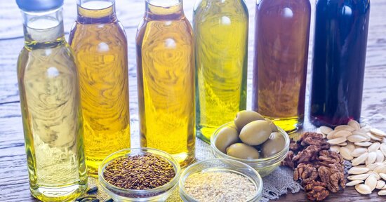Olio di canapa, olio di zucca e olio di riso