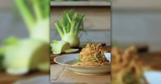 Pasta al pesto di finocchio e nocciole - Anteprima di "Più Ricette Sane, Meno Ricette Mediche"