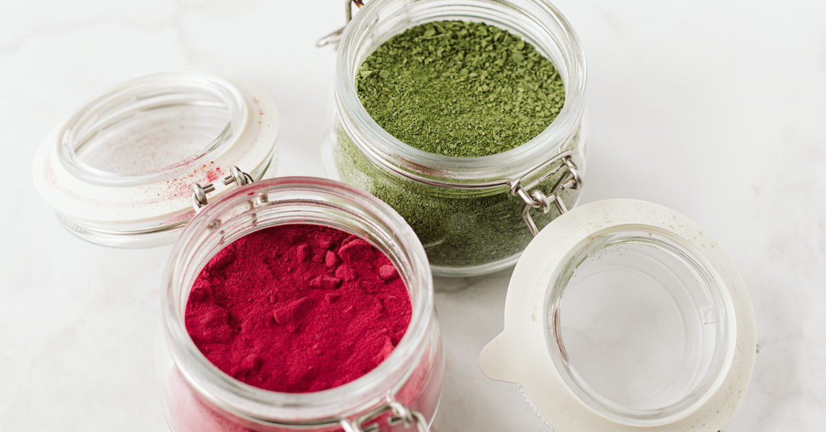 Polveri colorate realizzate con essiccatore