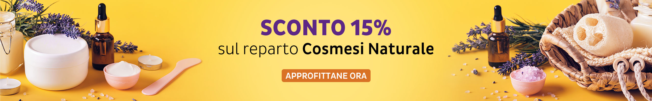 Sconto 15% sui cosmetici naturali