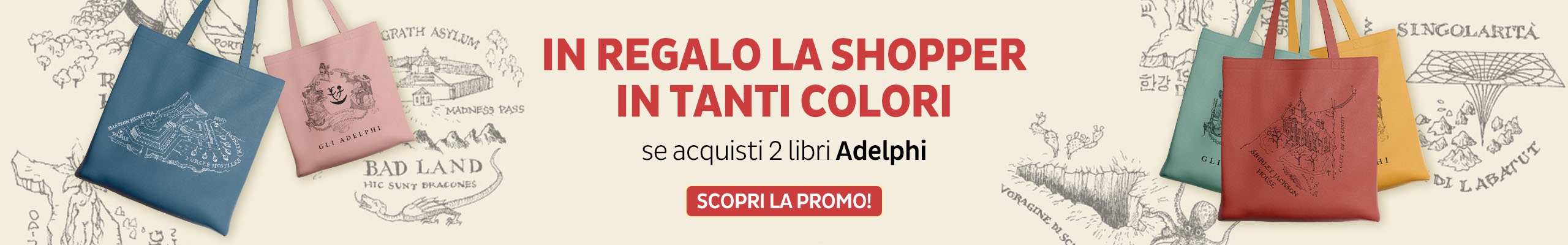 Shopper in omaggio con 2 libri del catalogo Adelphi