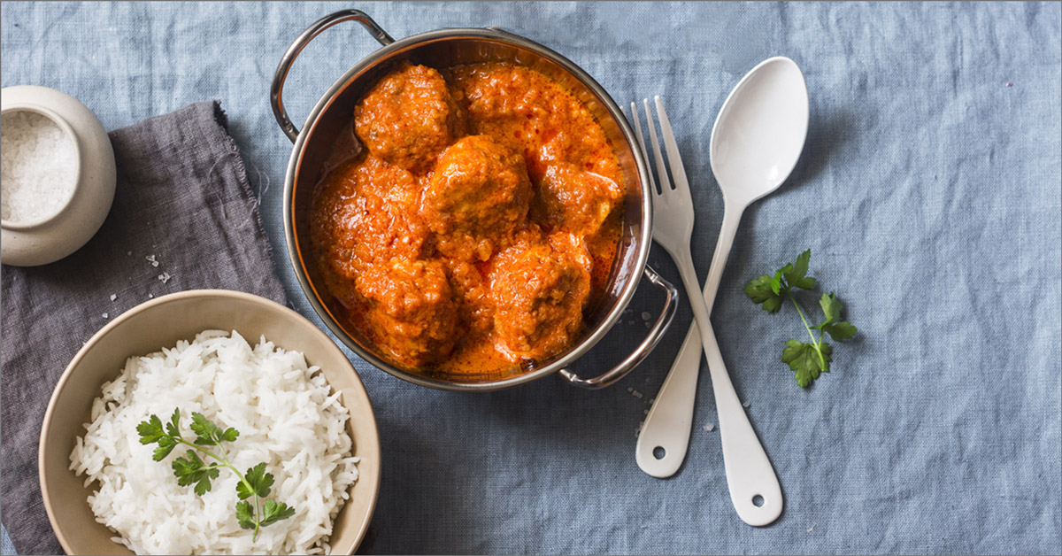 Polpette vegetali con riso thai al curry