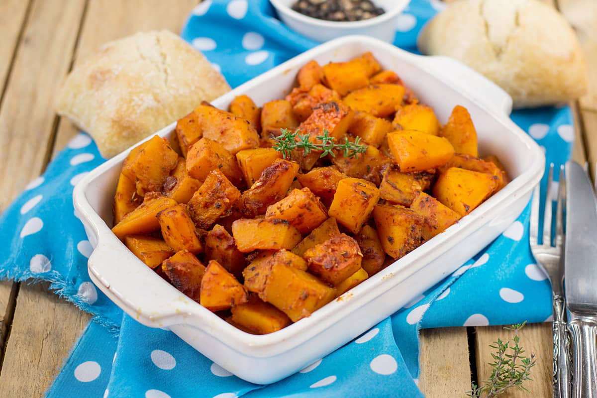 Zucca al forno in salsa di arachidi