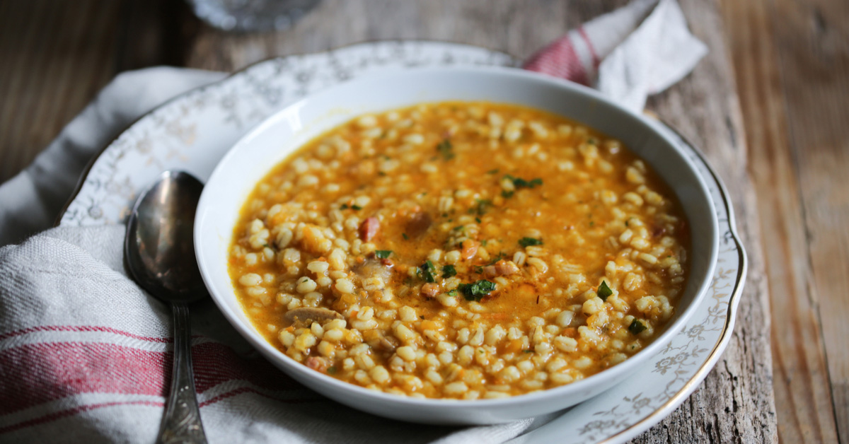Minestra di orzo e zucca