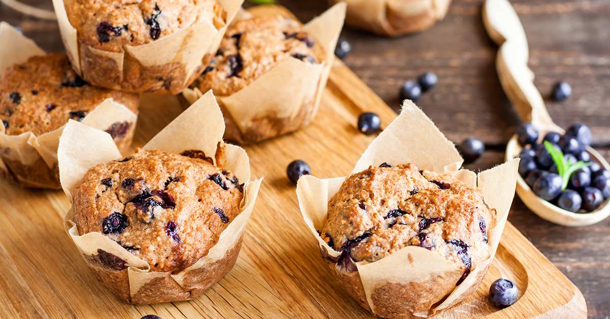 muffi con mirtilli e polvere di acai
