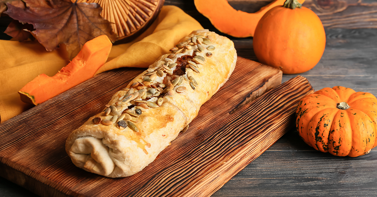 Strudel salato con zucca e funghi