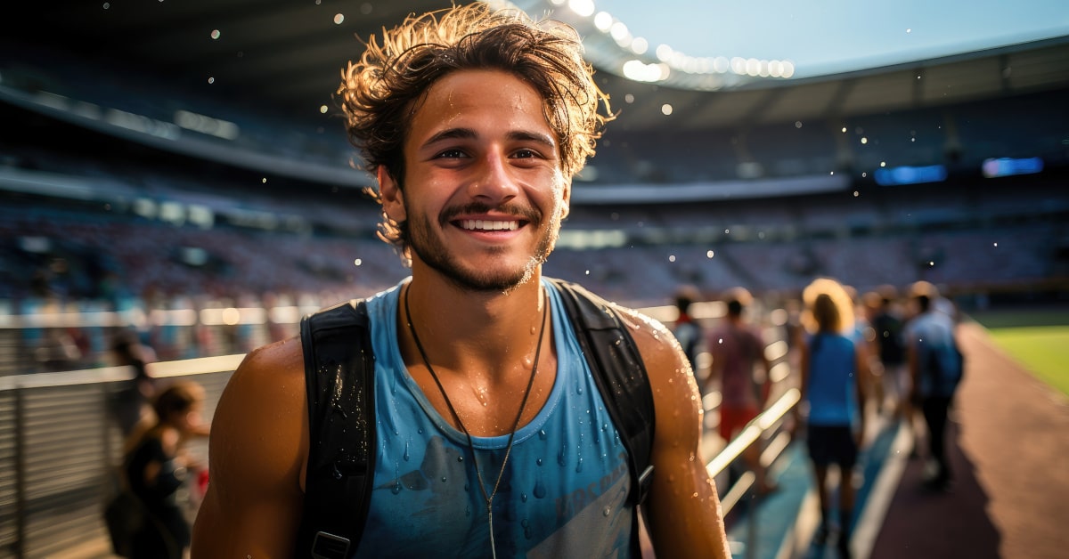 Giovane atleta dopo gara sportiva