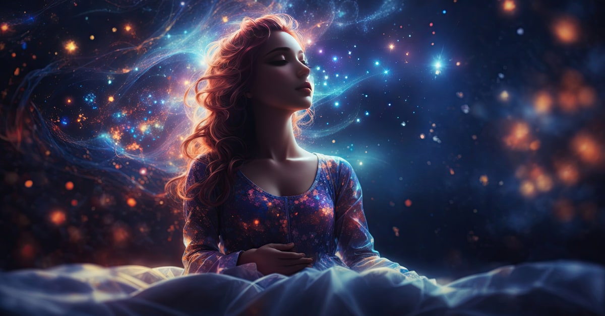 Donna mentre fa un sogno lucido