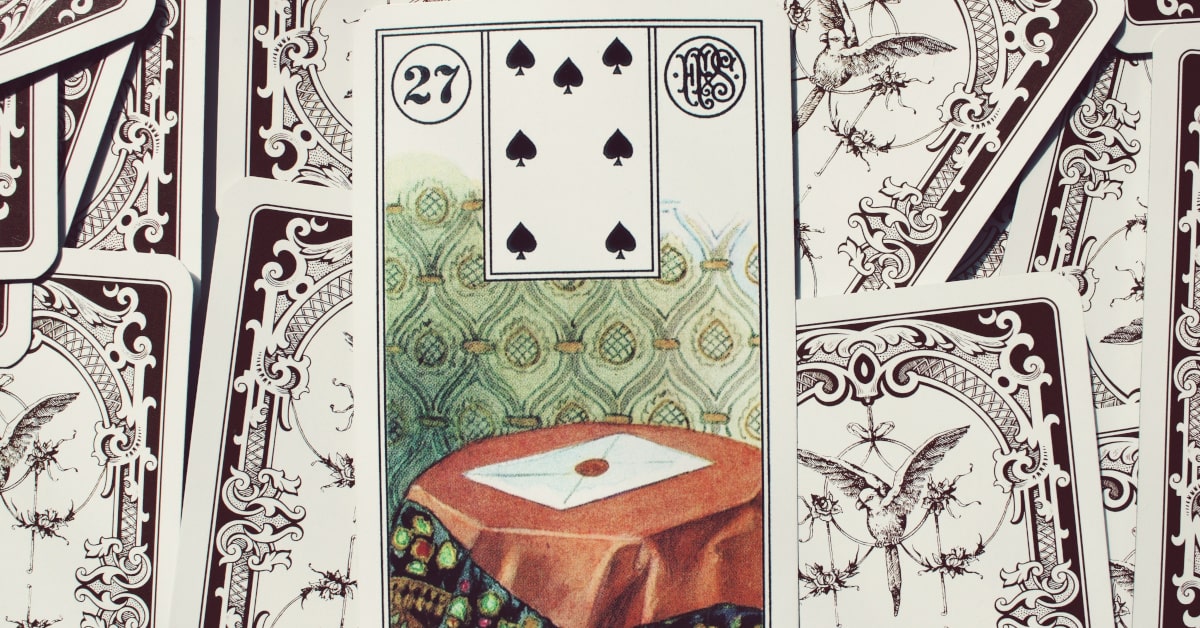 Carta Lenormand, con la Lettera in primo piano