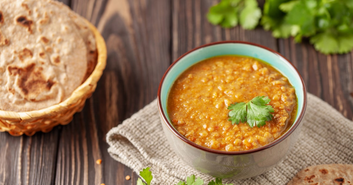 Dahl di lenticchie con pane pita