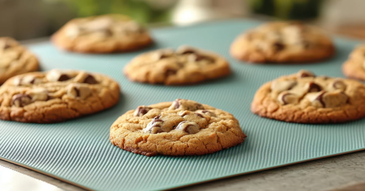 Biscotti su tappetino da forno riutilizzabile