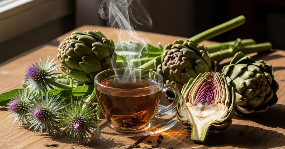 Tisana con carciofo e cardo mariano per depurare il fegato